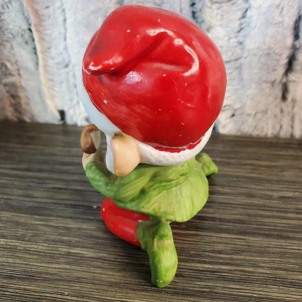 Christmas Elf Figurines Vintage Homco Ceramic Porcelain Set of Two 3.75